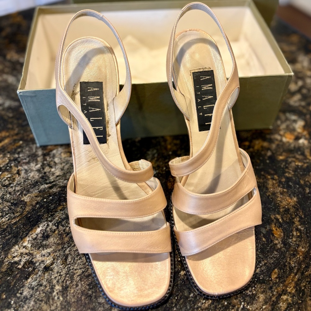 Amalfi Golden Cream Strappy Sandals